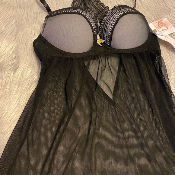 🆕 Jessica Simpson Black Lace Teddy with Push Up Bra Top - Picture 5 of 11